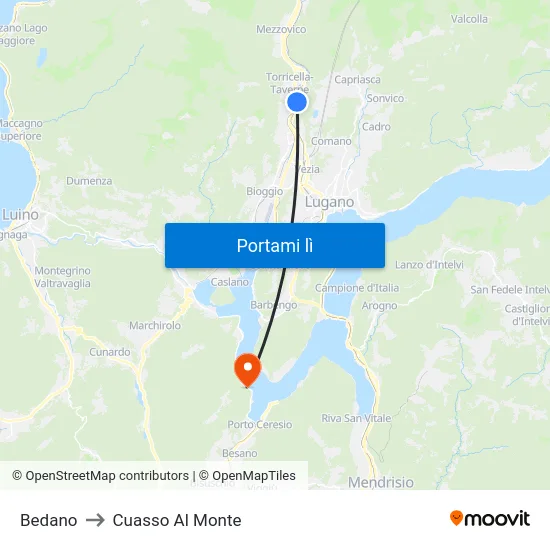 Bedano to Cuasso Al Monte map
