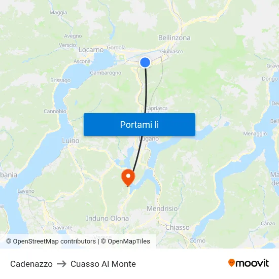 Cadenazzo to Cuasso Al Monte map