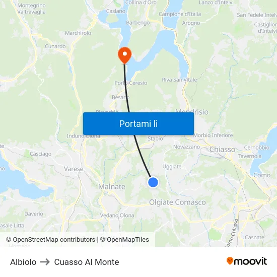 Albiolo to Cuasso Al Monte map