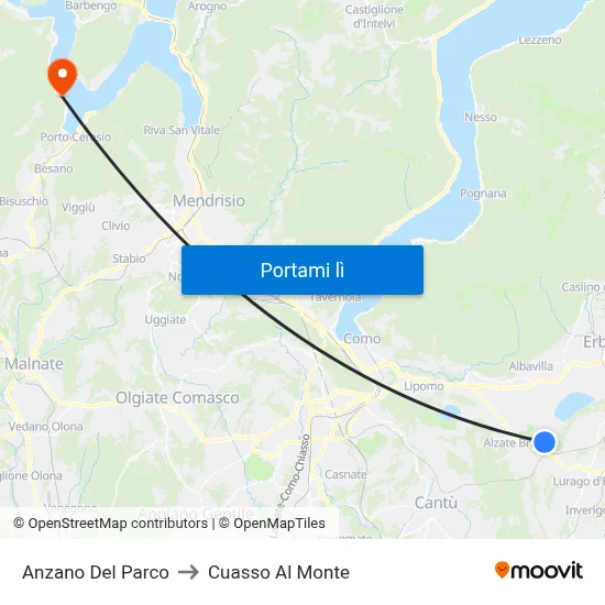 Anzano Del Parco to Cuasso Al Monte map
