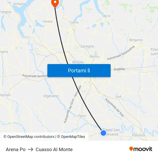 Arena Po to Cuasso Al Monte map