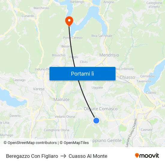 Beregazzo Con Figliaro to Cuasso Al Monte map