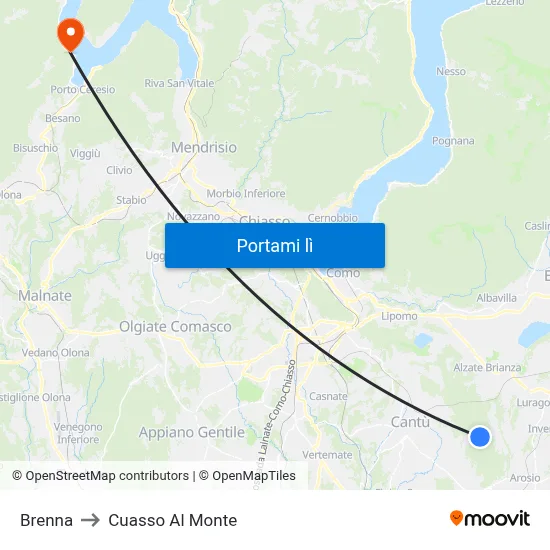 Brenna to Cuasso Al Monte map