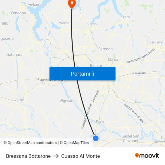 Bressana Bottarone to Cuasso Al Monte map