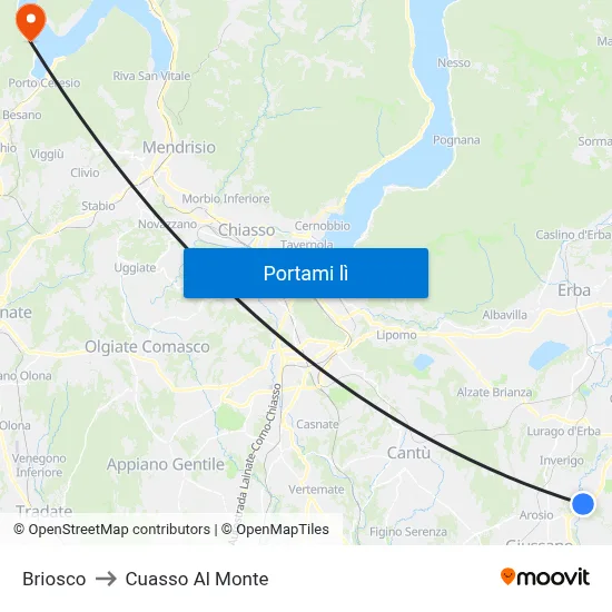 Briosco to Cuasso Al Monte map