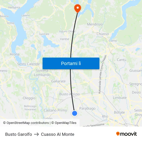 Busto Garolfo to Cuasso Al Monte map