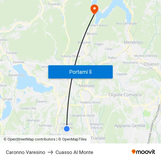 Caronno Varesino to Cuasso Al Monte map