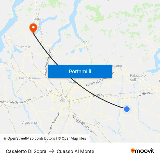 Casaletto Di Sopra to Cuasso Al Monte map