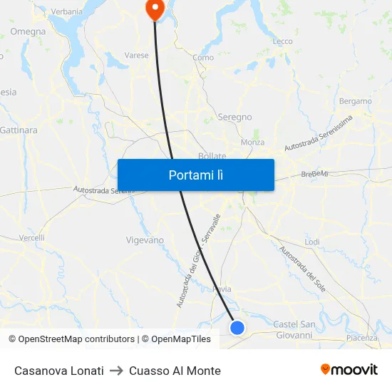 Casanova Lonati to Cuasso Al Monte map