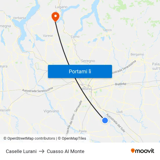 Caselle Lurani to Cuasso Al Monte map
