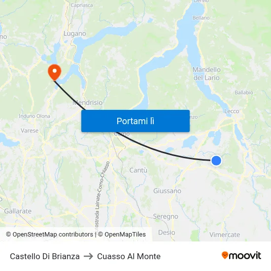 Castello Di Brianza to Cuasso Al Monte map