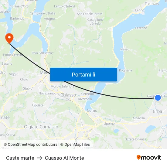 Castelmarte to Cuasso Al Monte map