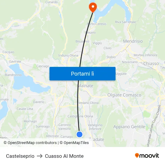 Castelseprio to Cuasso Al Monte map
