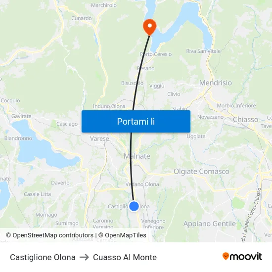 Castiglione Olona to Cuasso Al Monte map