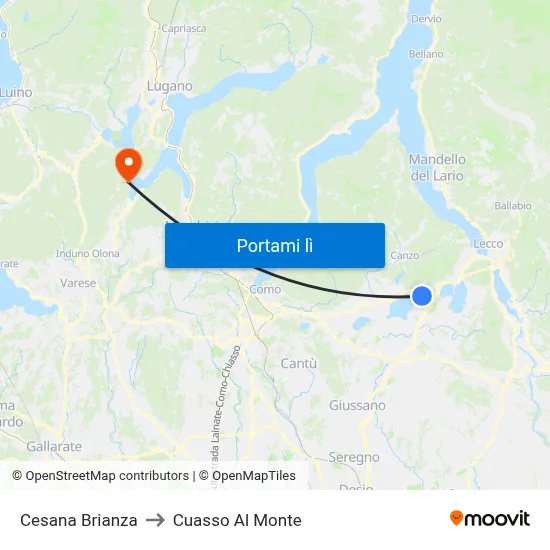 Cesana Brianza to Cuasso Al Monte map