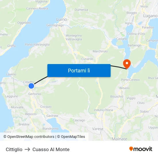 Cittiglio to Cuasso Al Monte map