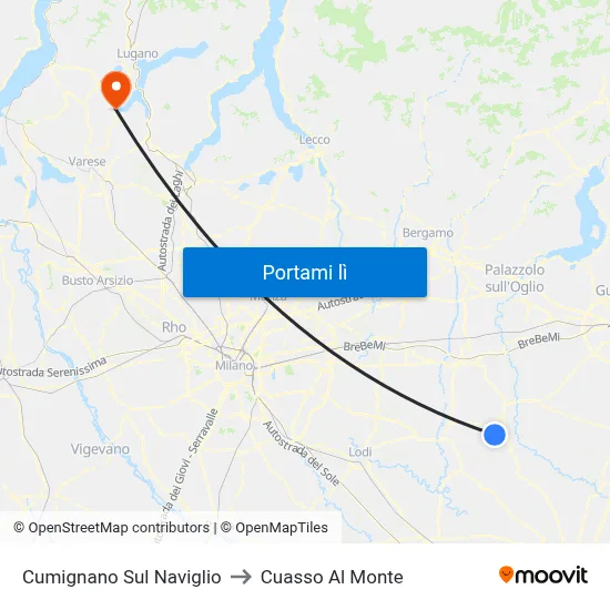 Cumignano Sul Naviglio to Cuasso Al Monte map