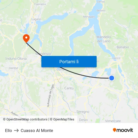 Ello to Cuasso Al Monte map