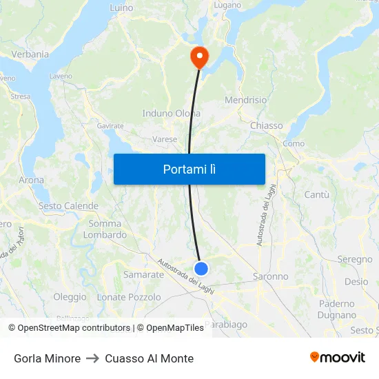Gorla Minore to Cuasso Al Monte map