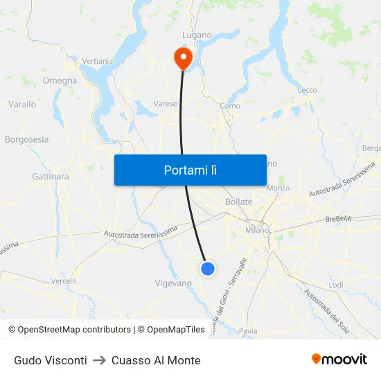 Gudo Visconti to Cuasso Al Monte map