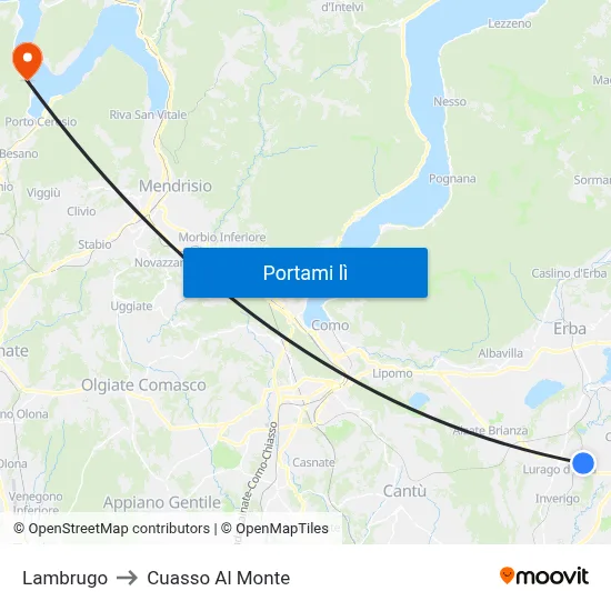 Lambrugo to Cuasso Al Monte map
