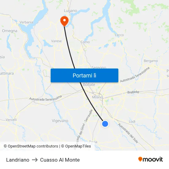 Landriano to Cuasso Al Monte map