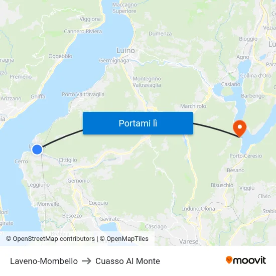 Laveno-Mombello to Cuasso Al Monte map