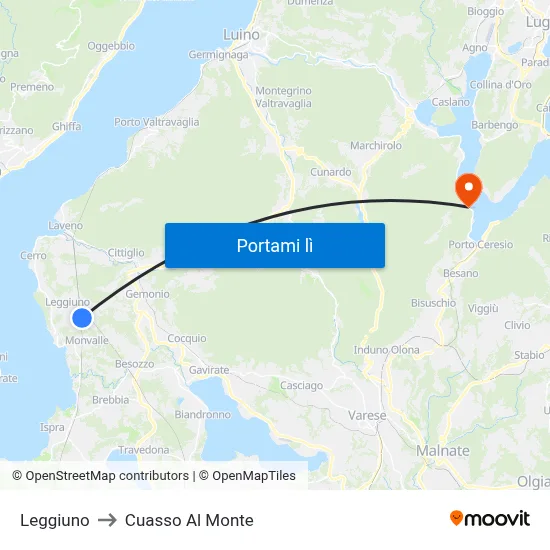 Leggiuno to Cuasso Al Monte map