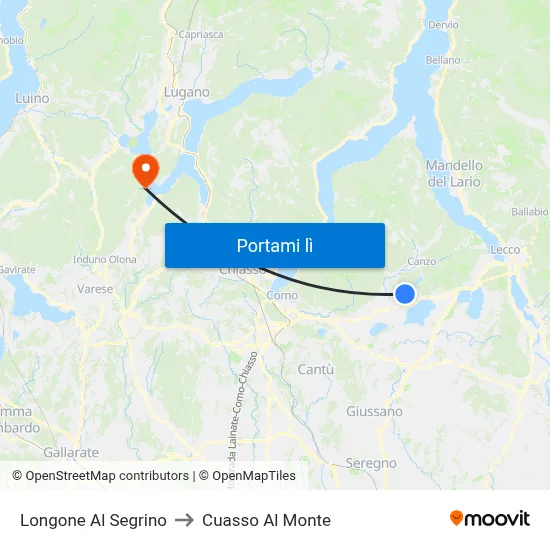 Longone Al Segrino to Cuasso Al Monte map