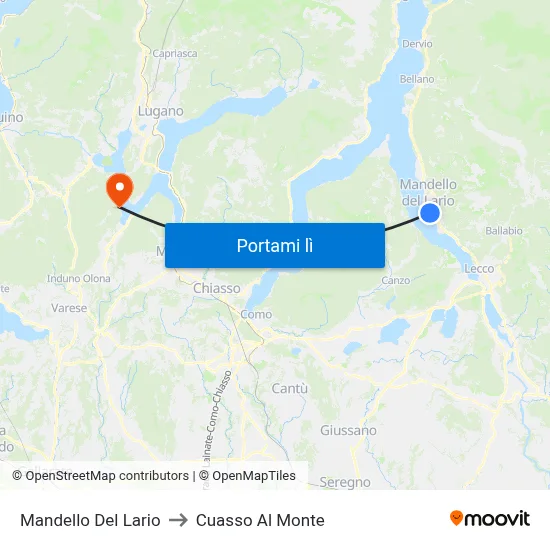 Mandello Del Lario to Cuasso Al Monte map