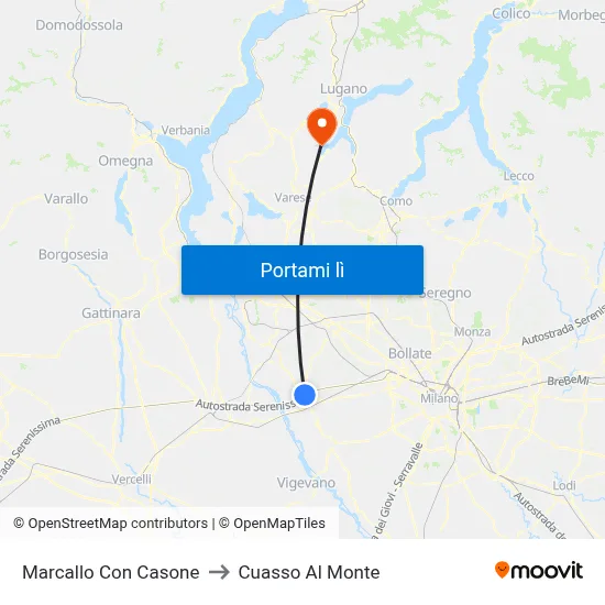 Marcallo Con Casone to Cuasso Al Monte map