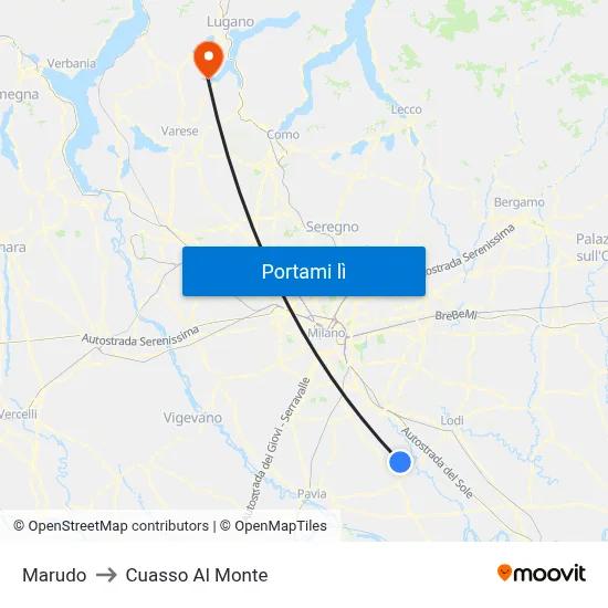 Marudo to Cuasso Al Monte map