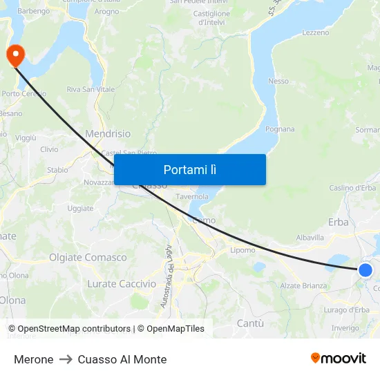 Merone to Cuasso Al Monte map