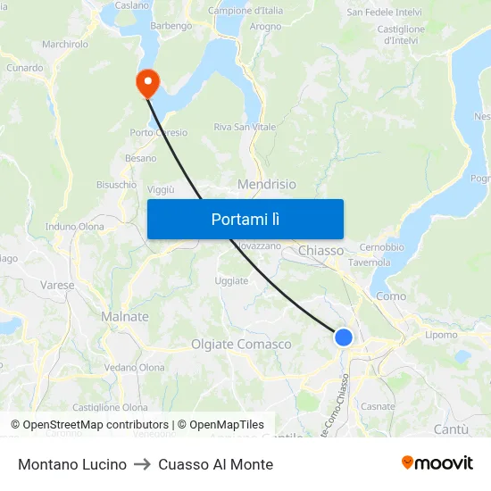 Montano Lucino to Cuasso Al Monte map