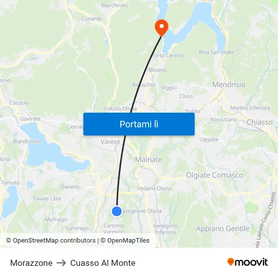 Morazzone to Cuasso Al Monte map