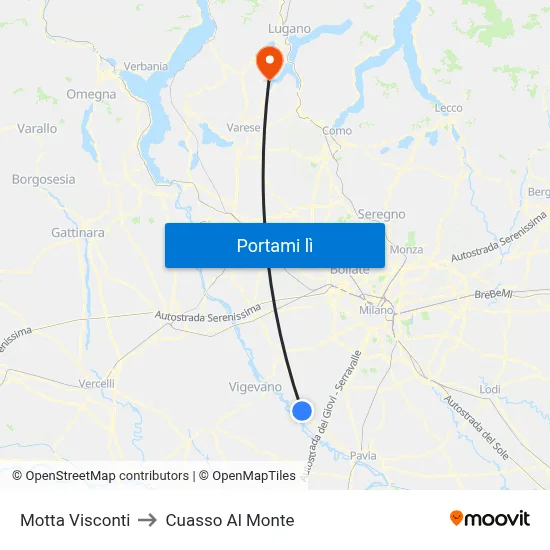 Motta Visconti to Cuasso Al Monte map