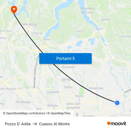 Pozzo D' Adda to Cuasso Al Monte map