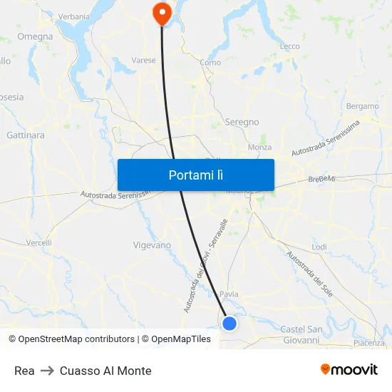 Rea to Cuasso Al Monte map