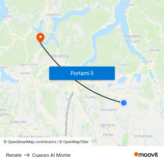 Renate to Cuasso Al Monte map