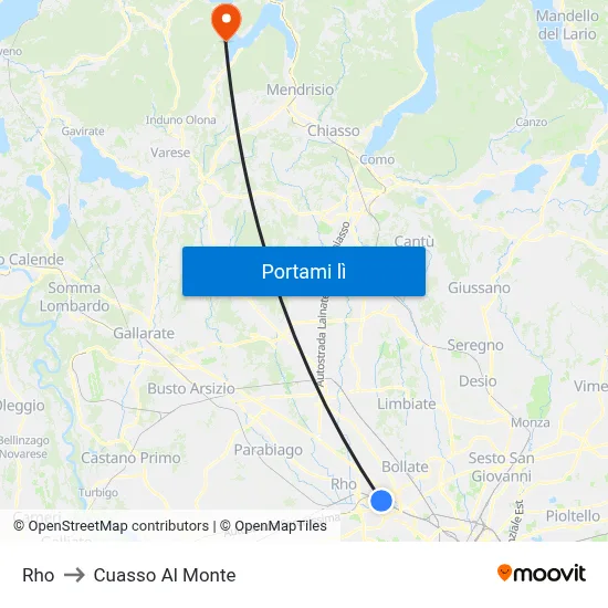 Rho to Cuasso Al Monte map