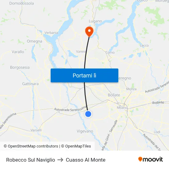 Robecco Sul Naviglio to Cuasso Al Monte map