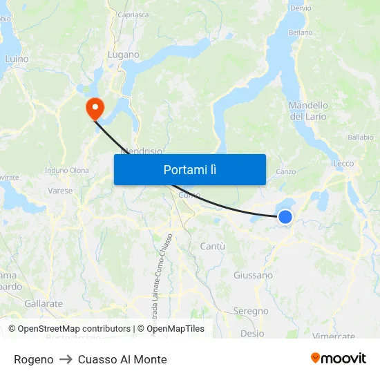Rogeno to Cuasso Al Monte map
