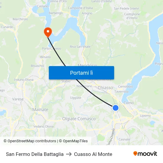San Fermo Della Battaglia to Cuasso Al Monte map