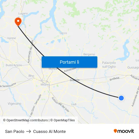 San Paolo to Cuasso Al Monte map