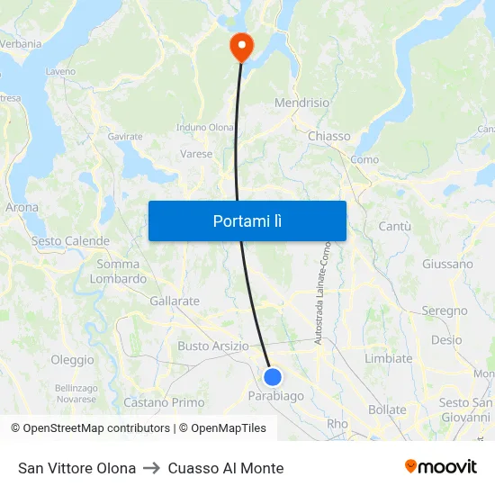 San Vittore Olona to Cuasso Al Monte map