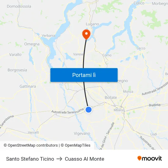 Santo Stefano Ticino to Cuasso Al Monte map