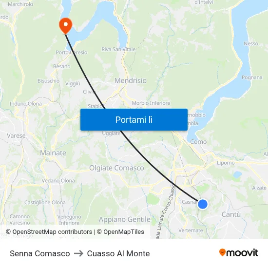 Senna Comasco to Cuasso Al Monte map