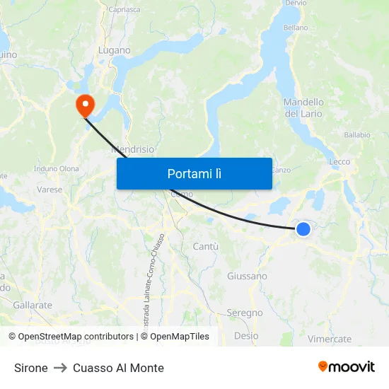 Sirone to Cuasso Al Monte map