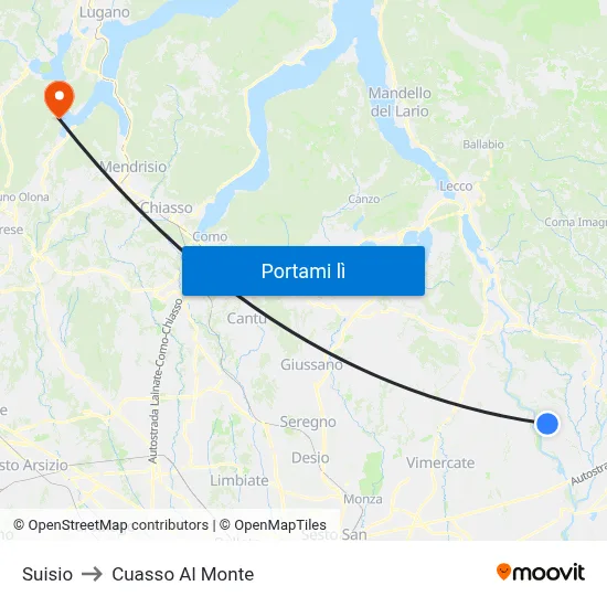 Suisio to Cuasso Al Monte map