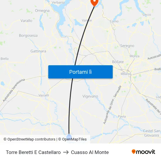 Torre Beretti E Castellaro to Cuasso Al Monte map